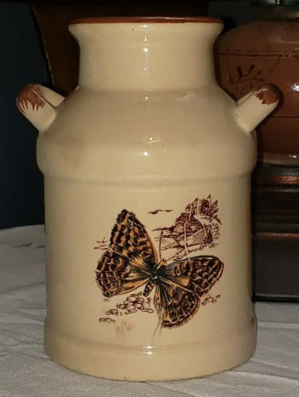 Vintage Double Handled Stoneware Crock/Jug Made In Taiwan